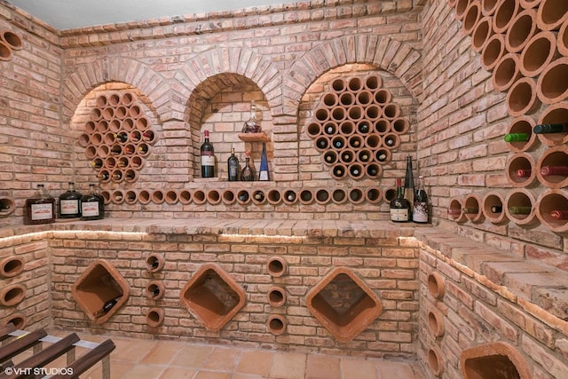 wine cellar with brick wall