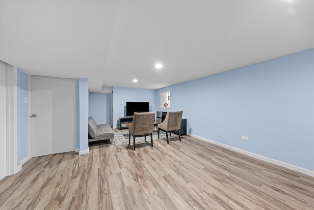 living area featuring light hardwood / wood-style floors