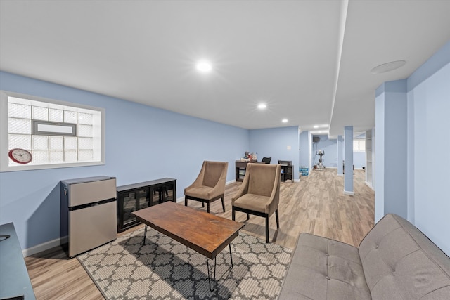 living room with light wood-type flooring