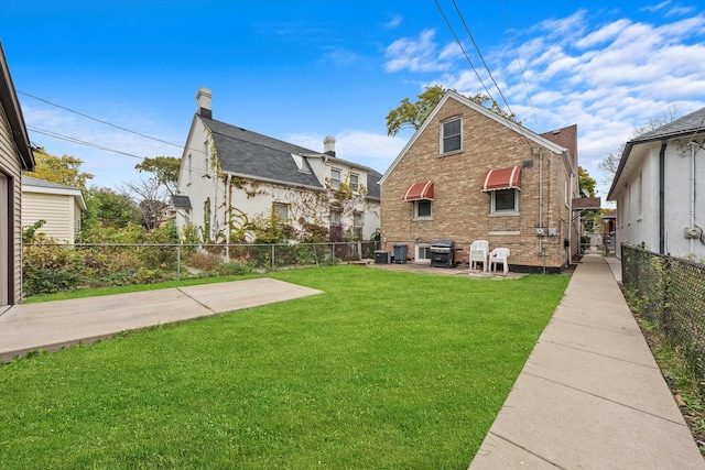 back of property featuring a yard and cooling unit