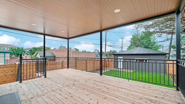 exterior space featuring plenty of natural light and wood ceiling