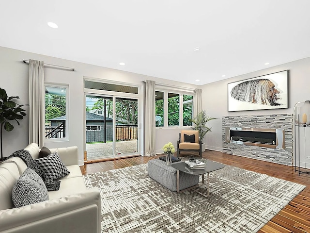 living room with hardwood / wood-style floors