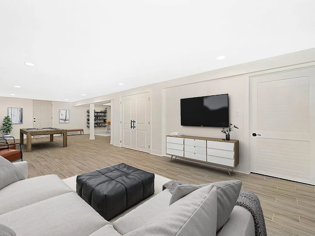 living room featuring light wood-type flooring