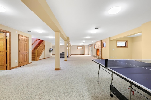 recreation room featuring carpet floors