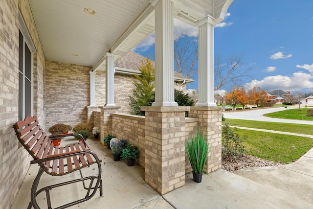 view of patio featuring covered porch