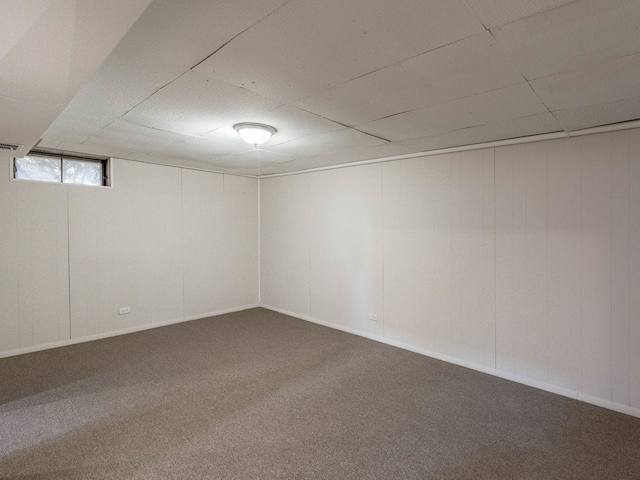 basement featuring carpet flooring