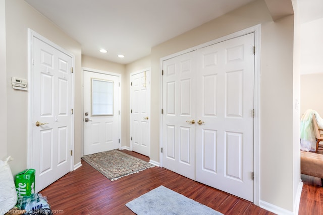 foyer featuring dark wood-type flooring