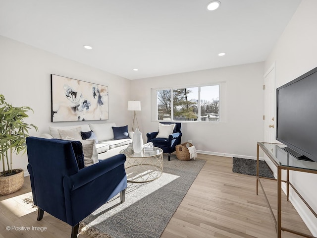 living room with light wood-type flooring