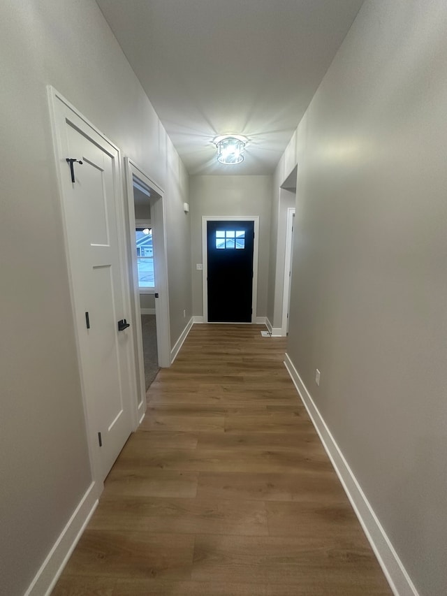 doorway featuring hardwood / wood-style flooring