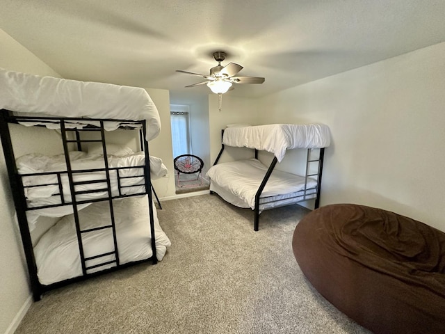 bedroom featuring carpet and ceiling fan