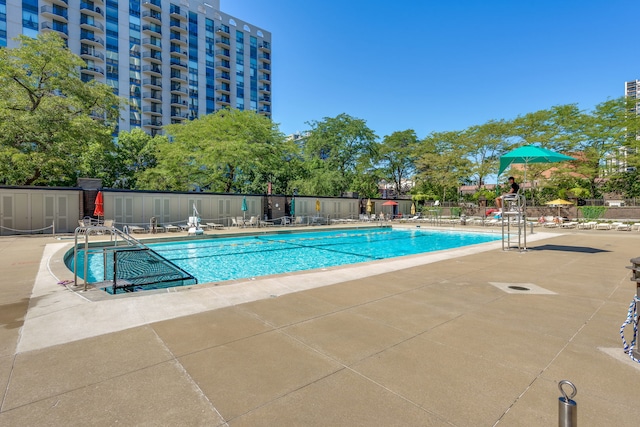 view of pool featuring a patio