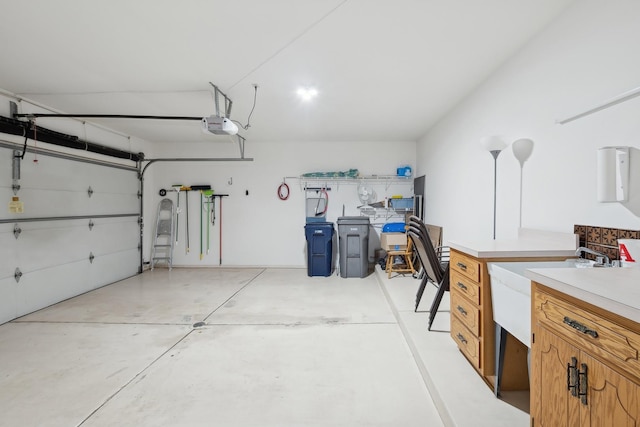 garage with a garage door opener