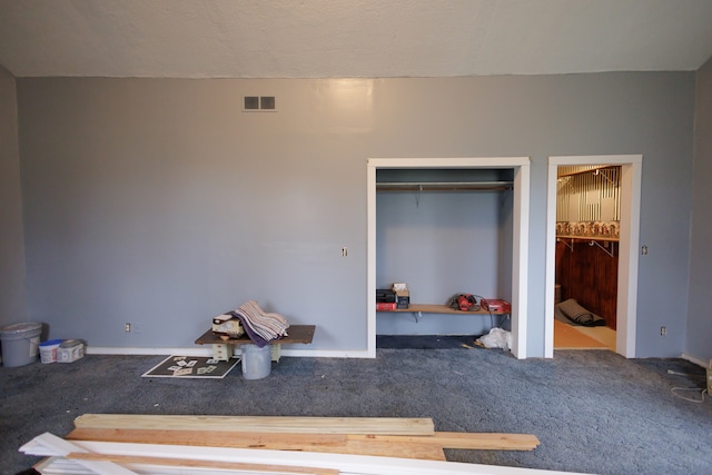 bedroom with carpet flooring and a closet