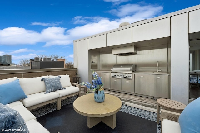 view of patio featuring an outdoor living space and area for grilling