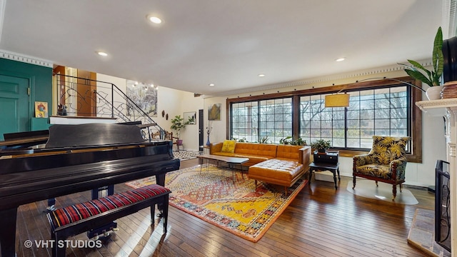 living area featuring hardwood / wood-style flooring