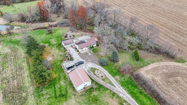 drone / aerial view with a rural view