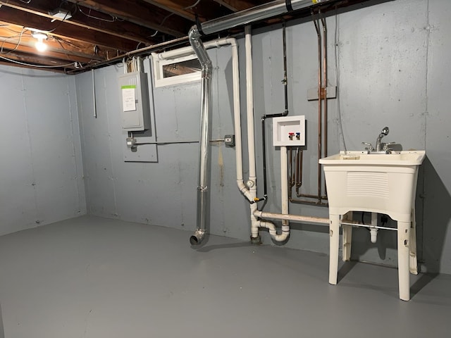 basement featuring electric panel