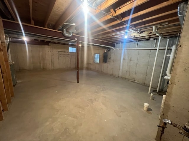 basement with electric panel