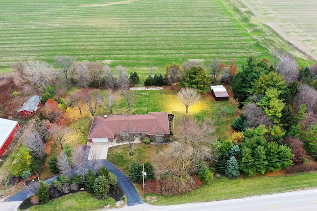 bird's eye view with a rural view