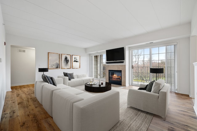 living room featuring light hardwood / wood-style floors