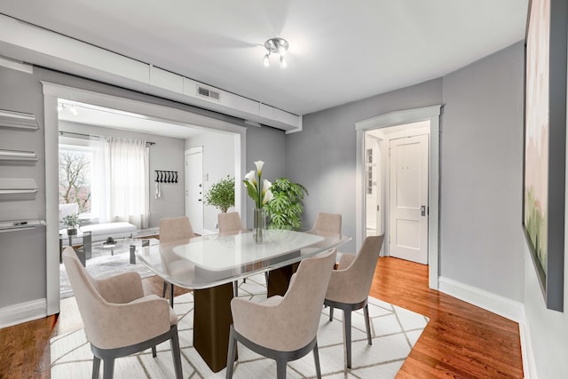 dining room with wood-type flooring