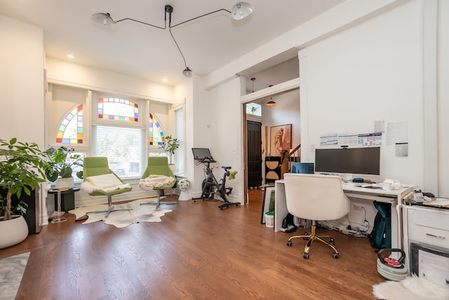 office space featuring hardwood / wood-style flooring