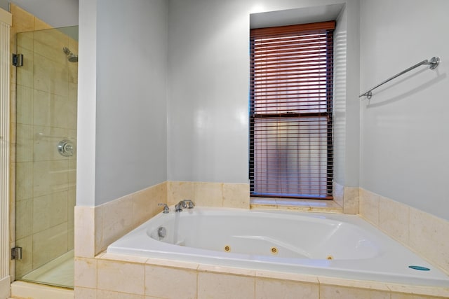 bathroom with separate shower and tub