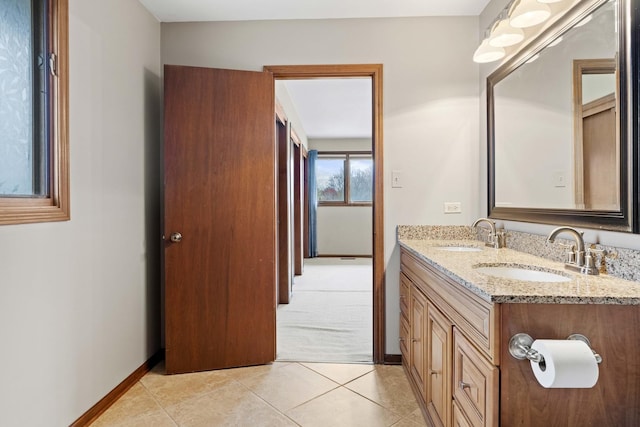 bathroom featuring tile patterned flooring and vanity