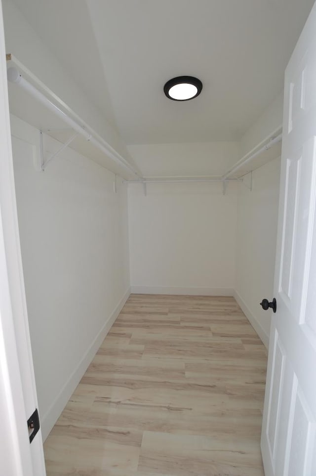 walk in closet featuring light wood finished floors