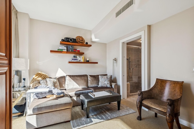 living room with carpet flooring