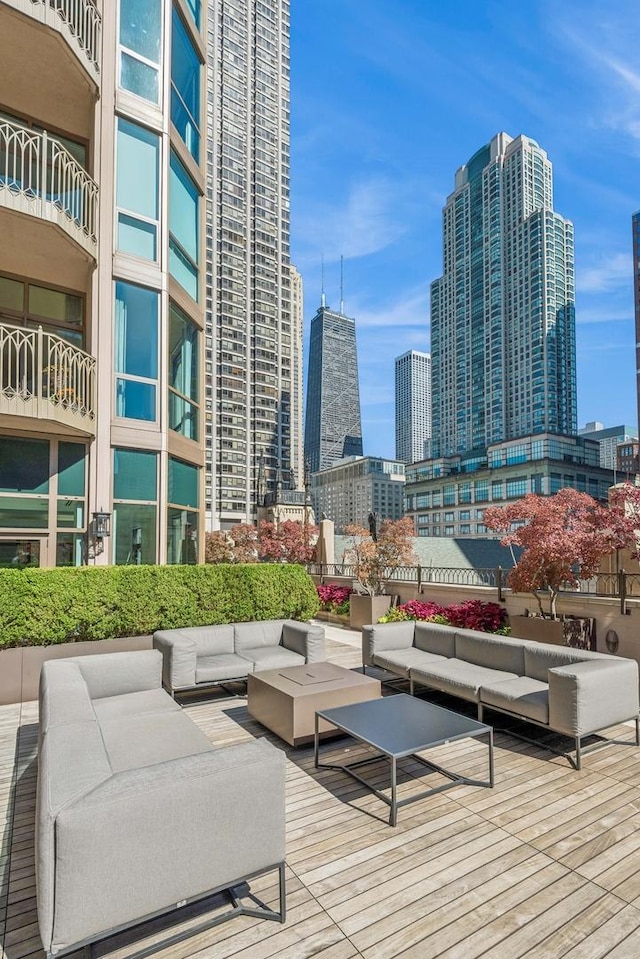 exterior space featuring an outdoor living space