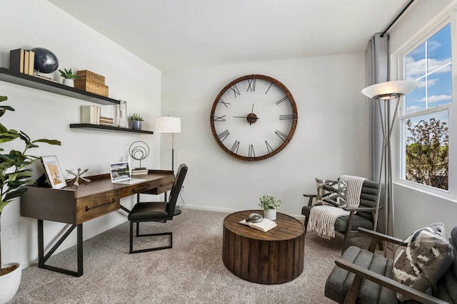 view of carpeted home office