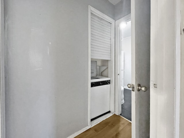 hallway featuring wood-type flooring