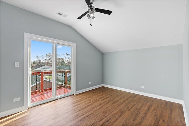 bonus room featuring ceiling fan, vaulted ceiling, and hardwood / wood-style flooring