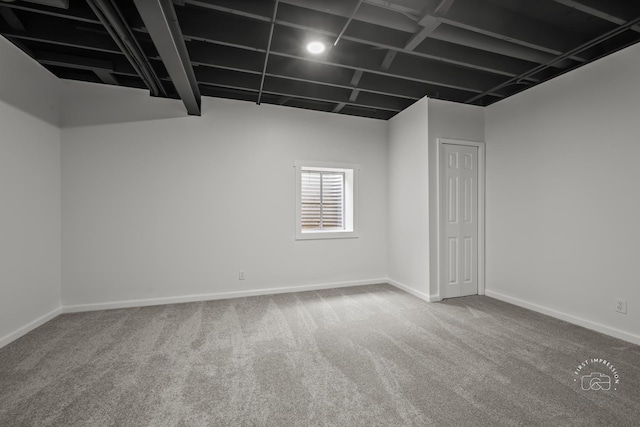 basement with carpet floors