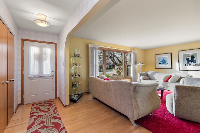 living room featuring light hardwood / wood-style floors