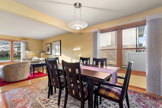 dining room with light wood-type flooring