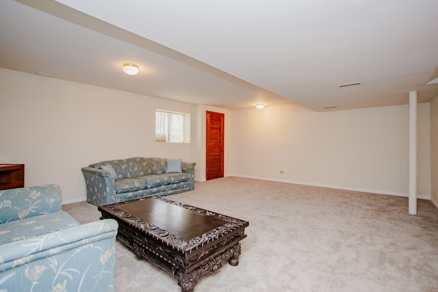 living room featuring carpet flooring