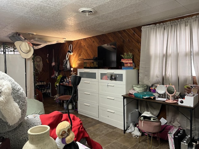 interior space with wooden walls