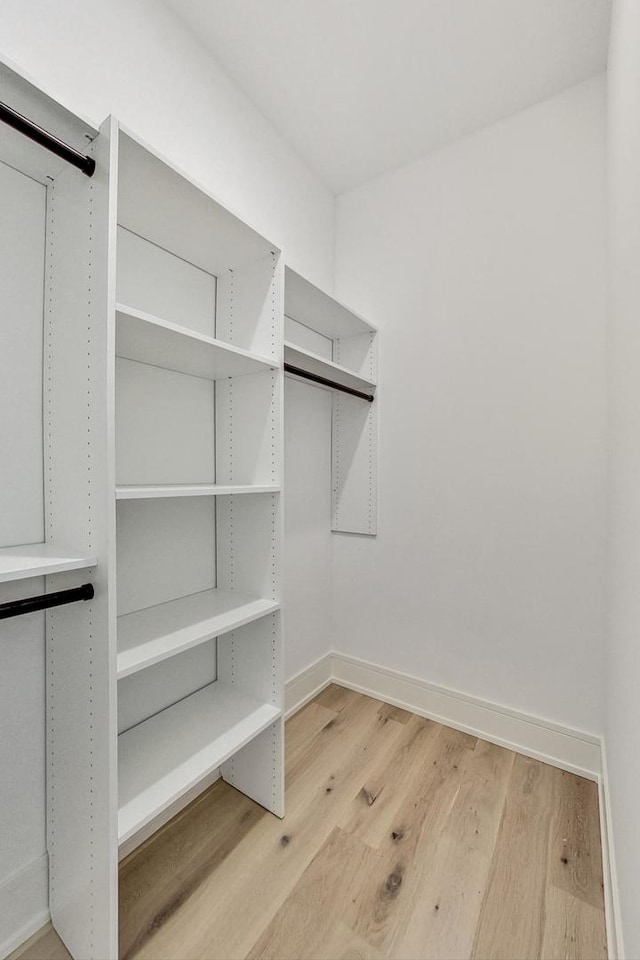 spacious closet with hardwood / wood-style flooring