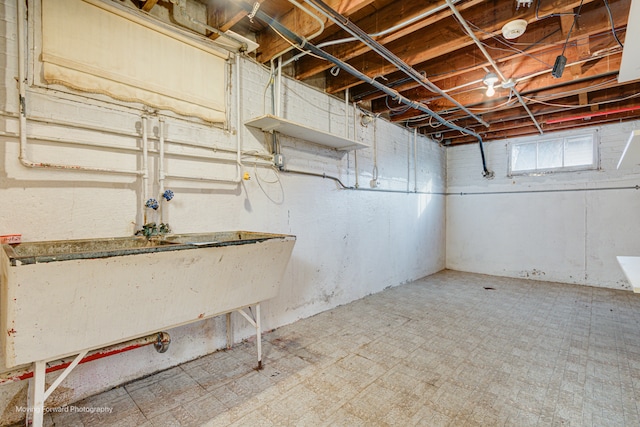 basement with sink