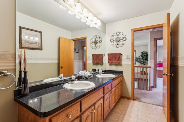 bathroom with vanity and tile patterned floors