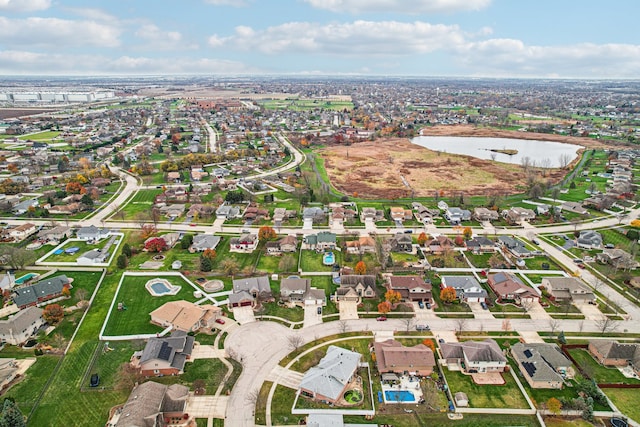 bird's eye view featuring a water view