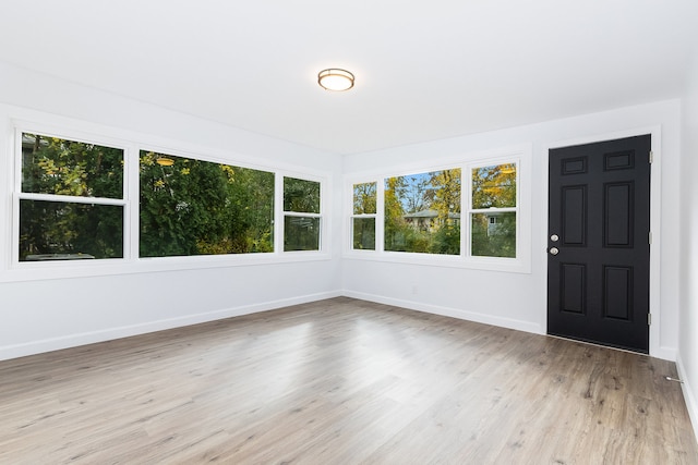 foyer entrance with light hardwood / wood-style flooring