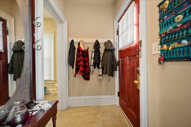 mudroom featuring light tile patterned floors