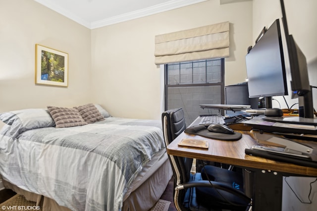 bedroom featuring crown molding