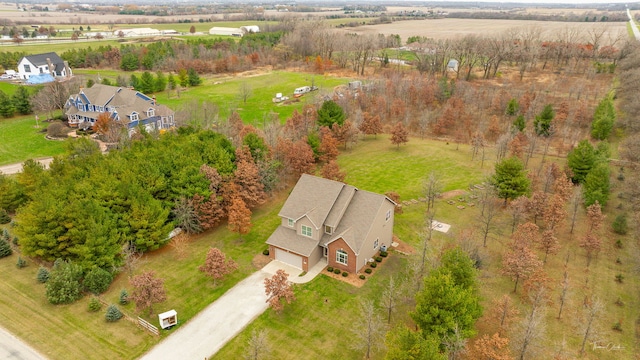 drone / aerial view featuring a rural view