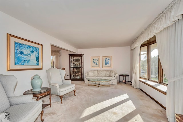 sitting room with light carpet