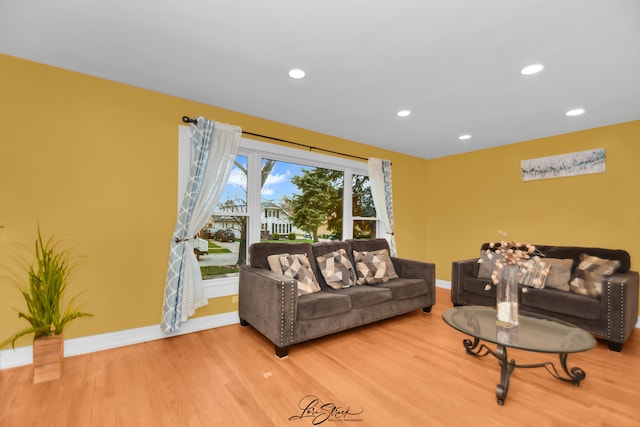 living room with light wood-type flooring