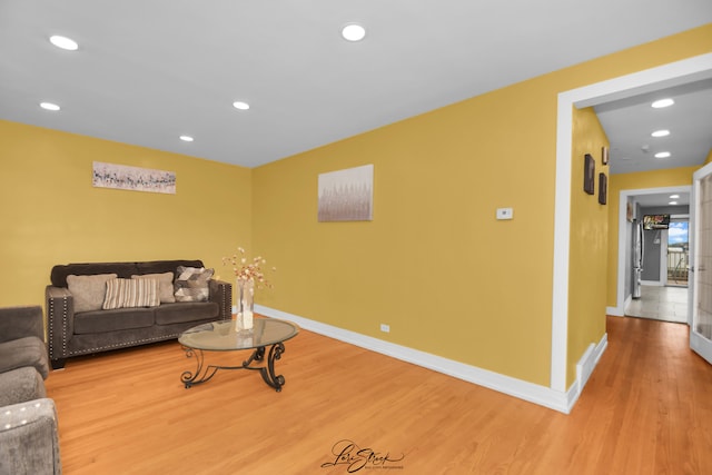 living room with wood-type flooring